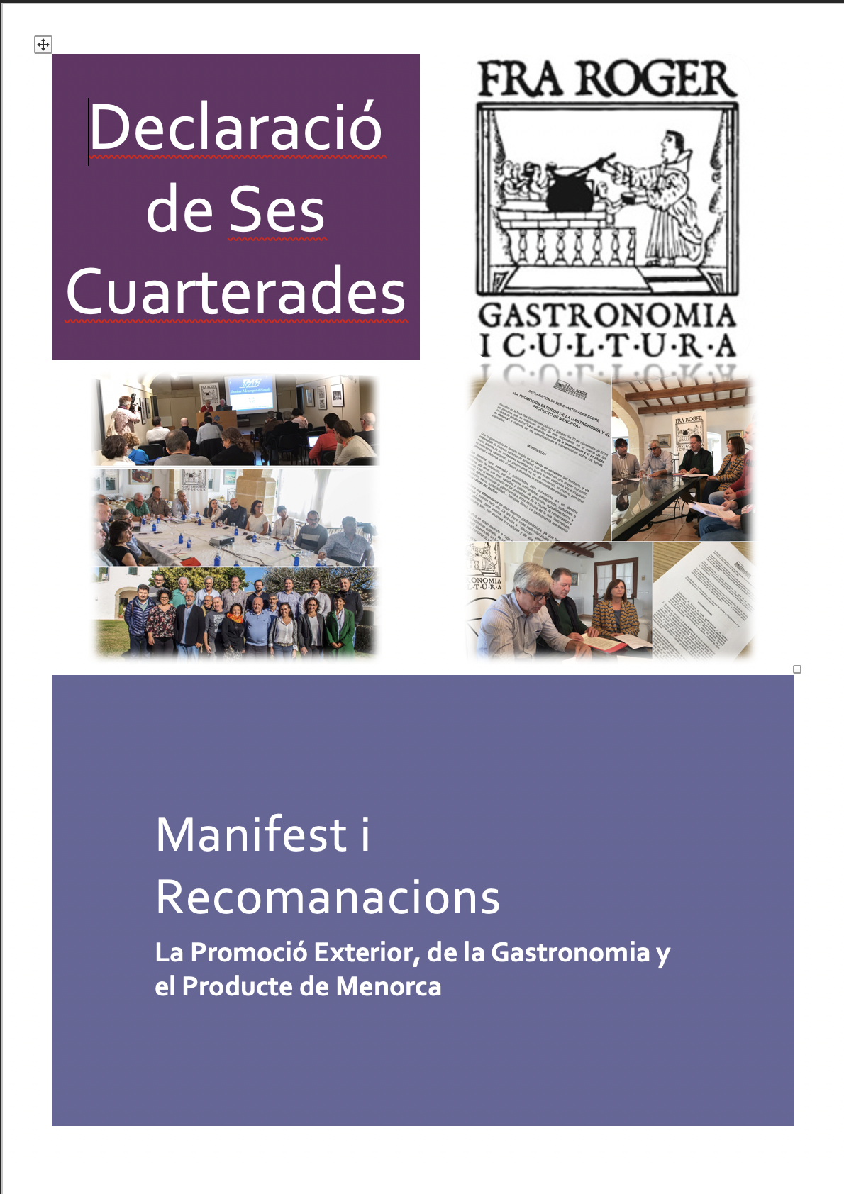 Document "Declaració de Ses Cuarterades"